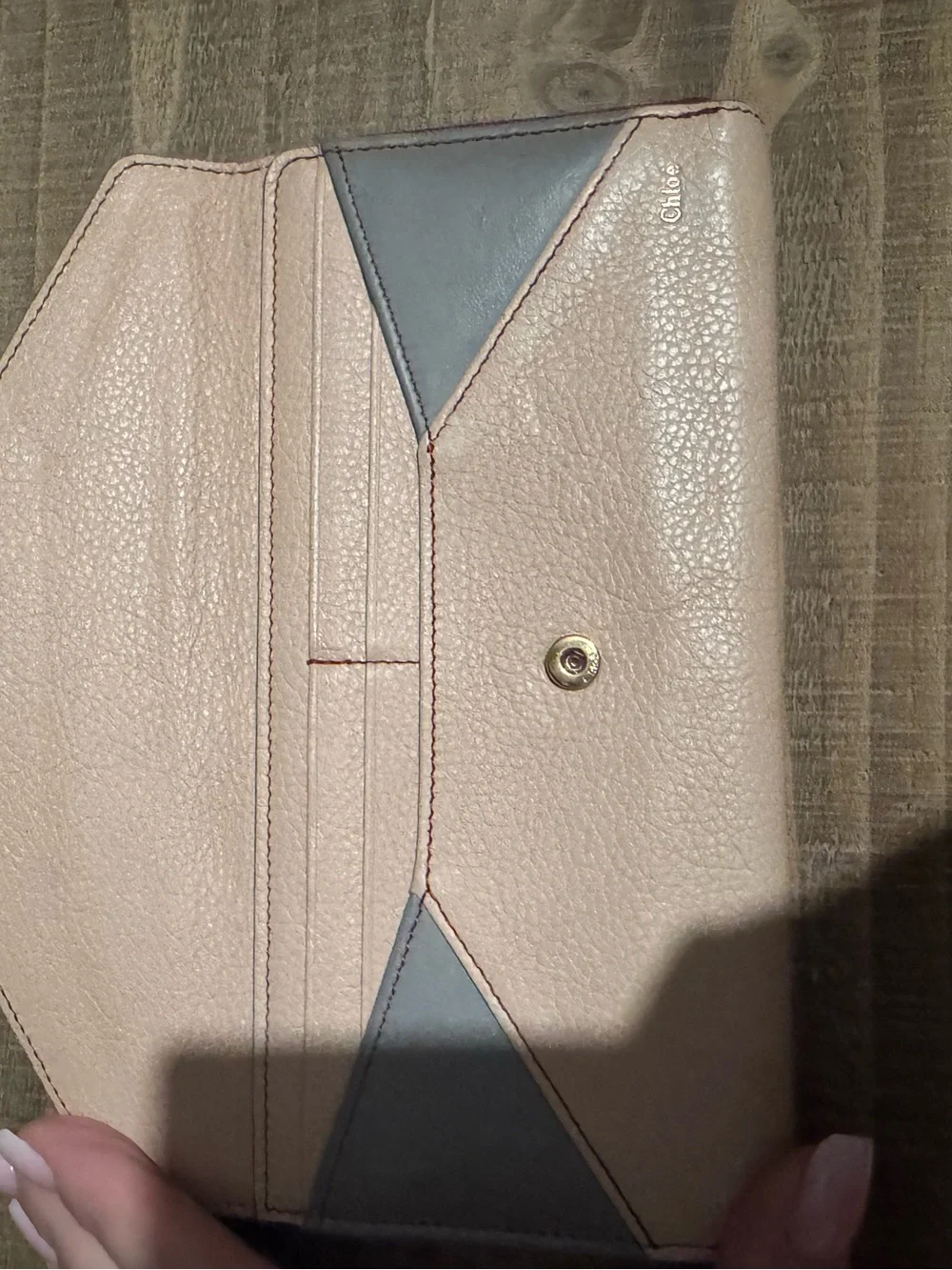 Chloé Colorblock Leather Zip Around Continental Wallet Pink Burgundy Gray